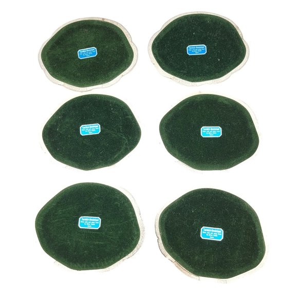 Swan Silver Plated Enamel Coasters 1987 Wm A Rogers Set of 6 Oneida Holliday - Picture 2 of 10